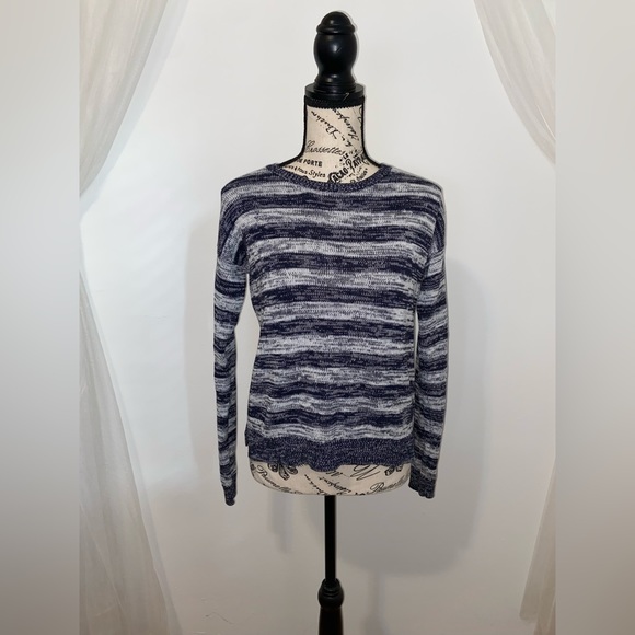 Aéropostale Navy & Heather Gray Striped Round Neck Sweater - Picture 2 of 11